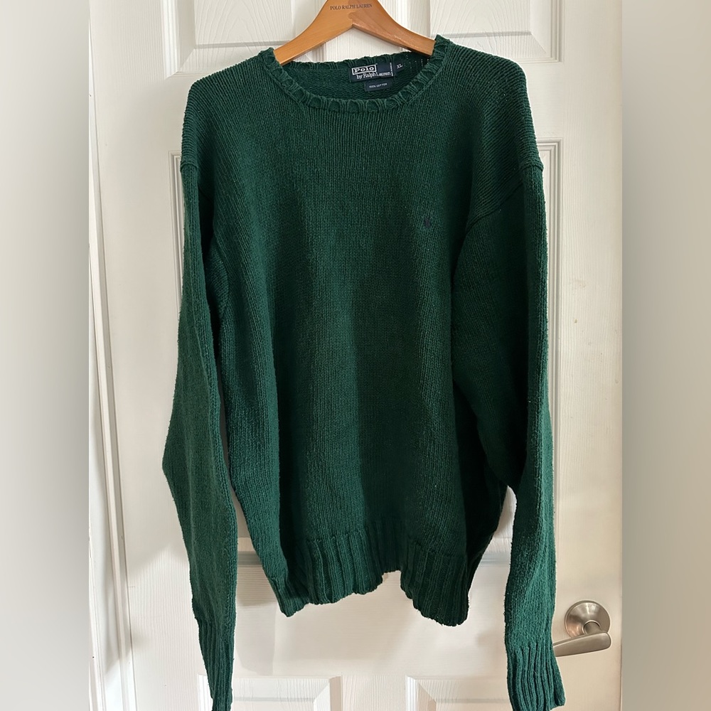 Vintage 90’s Polo by Ralph Lauren Hunter Green Men’s XL Cotton Crewneck Sweater